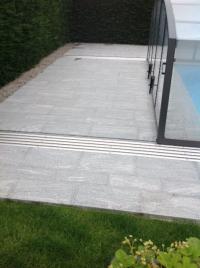 Sol exterieur en granit gris/vert